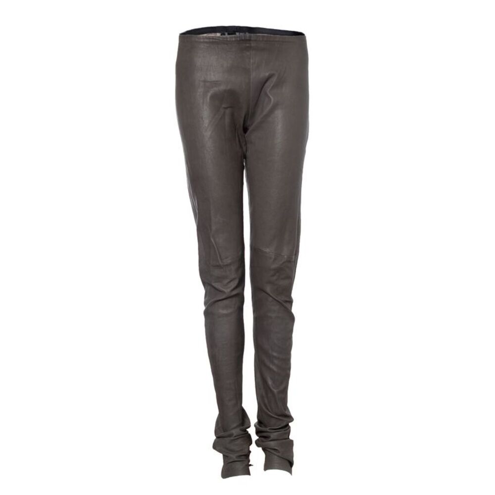 Haider Ackermann green leather stretch trousers